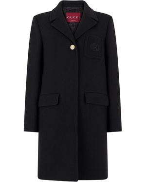Gucci Wool Batavia Coat With Patch - Black