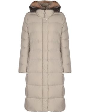 Moorer Zagara Long Hooded Down Jacket - Natural