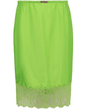 Gucci Gonna In Viscose Twill With Floral Lace - Green