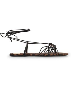 Saint Laurent Babylone Leather Sandals - Black