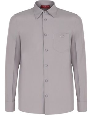Gucci Camicia in panama tecnico con Morsetto - Grigio