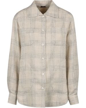 Kiton Plaid Cotton Shirt - Natural