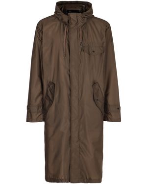 Herno Hooded Techno Fabric Raincoat - Brown