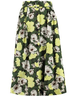 MSGM Printed Cotton Skirt - Green