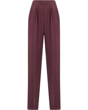 Saint Laurent Tailored Silk Trousers - Purple