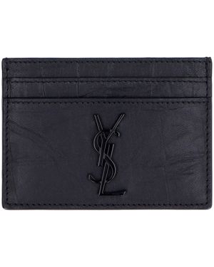 Saint Laurent Mini Monogram Credit Card Holder - Grey