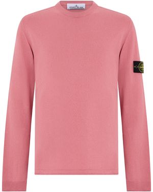 Stone Island Cotton Jumper With Logo - Pink