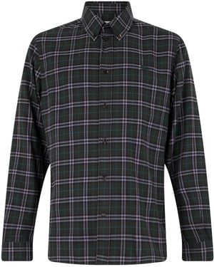 Burberry Checked Cotton Shirt - Black