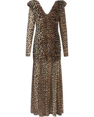 Ganni Long Dress - Brown