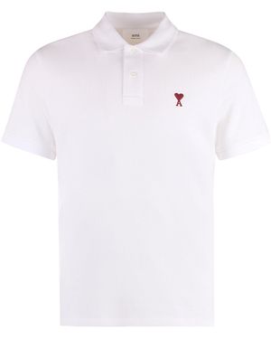 Ami Paris Cotton-Piqué Polo Shirt - White