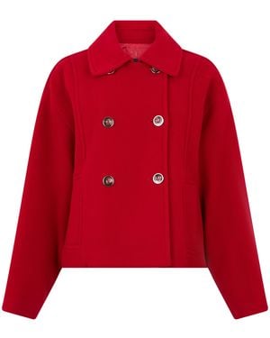 Pinko Double-Breasted Coat - Red