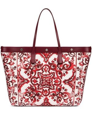 Dolce & Gabbana Tote bag con stampa maiolica - Rosso