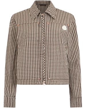 Moncler Jacket Classic Collar Polyester - Brown