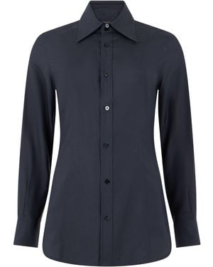Gucci Camicia in popeline di seta - Blu