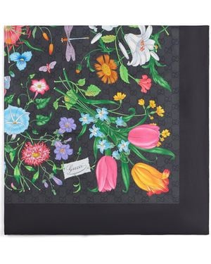 Gucci Silk Twill Square With Print - Black