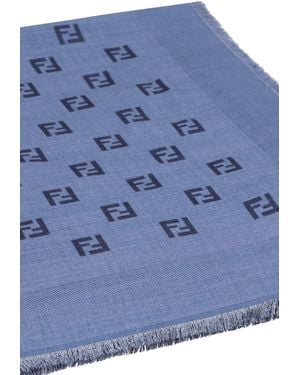 Fendi Scialle in lana e seta - Blu