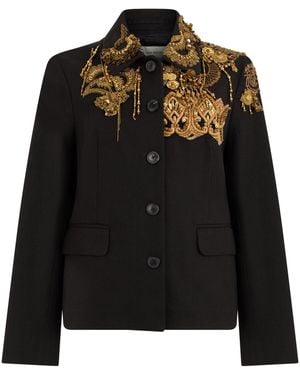 Dries Van Noten Blazer in twill di cotone con applicazioni - Nero