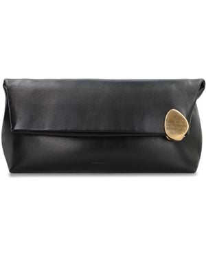 Jil Sander Jewel Zip Leather Clutch - Black
