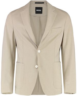BOSS Single-Breasted Two-Button Jacket - Natural