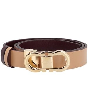 Ferragamo Cintura reversibile Gancini in pelle - Marrone