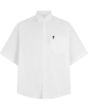 Ami Paris Cotton Shirt With Short Sleeves - White