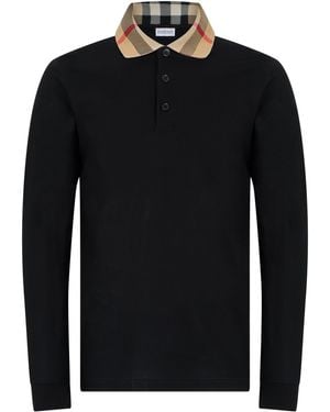Burberry Cotton Long-Sleeve Polo Shirt - Black