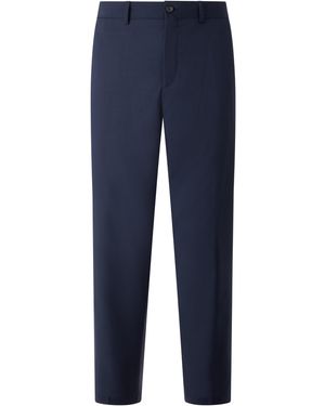 BOSS Straight Linen-Blend Trousers - Blue