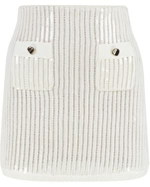 Self-Portrait Knitted Mini Skirt - White