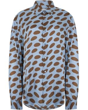 Dries Van Noten Satin Blouse With Polka Dot Print - Blue