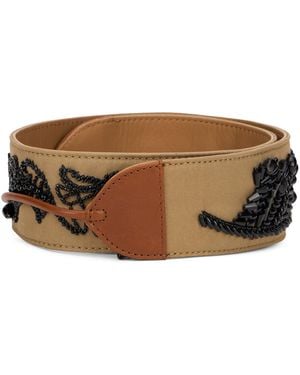 Dries Van Noten Embroidered Belt With Beads - Grey