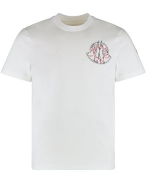 Moncler Cotton T-Shirt With Overlapping Logo - White