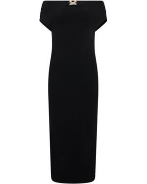Alberta Ferretti Midi Dress With Off-The-Shoulders Neckline - Black