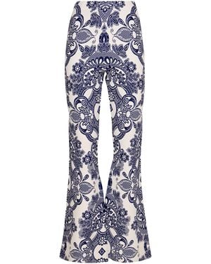 Etro Flared Hem Knit Trousers - Blue