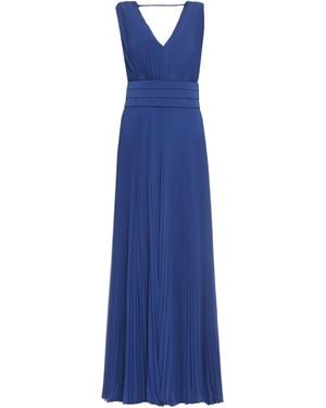 Max Mara Deep V-Neck Pleated Jumpsuit For - Blue