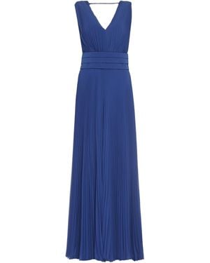 Max Mara Deep V-Neck Pleated Jumpsuit For - Blue
