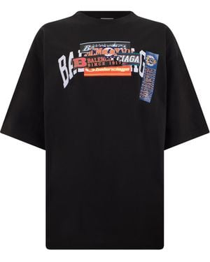 Balenciaga Cotton T-Shirt With Print - Black