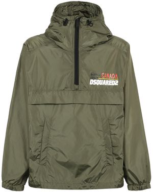 DSquared² Hooded Techno Fabric Raincoat - Green