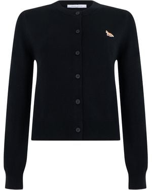 Maison Kitsuné Cardigan With Buttons And Logo - Black