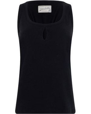 Victoria Beckham Cotton Linen Blend Tank Top - Black