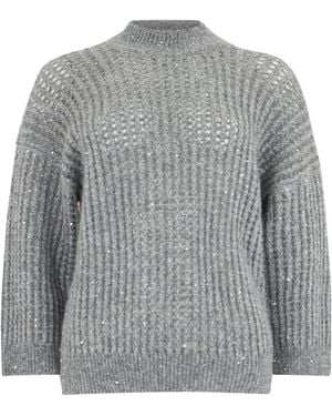 Peserico Lace Sweater With Sequins - Gray