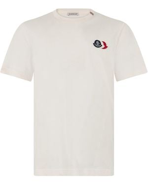 Moncler Cotton T-Shirt With Embroidered Logo - White