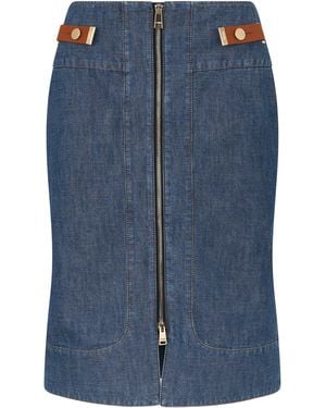 Fendi Denim Skirt With Zipper - Blue