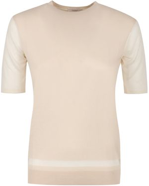 Agnona Knitted Wool-Blend Top - Natural