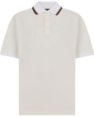 Gucci Polo a maniche corte con web band - Bianco