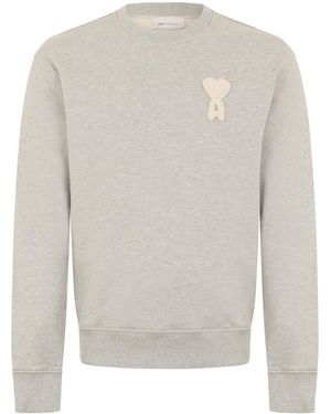 Ami Paris Sweatshirt With Embroidery Cotton Sweatshirts - White