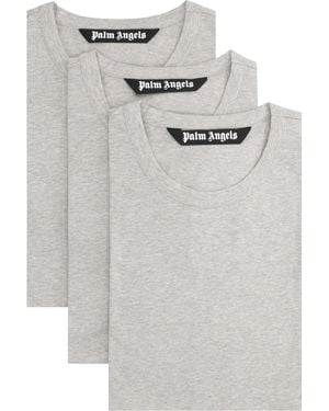 Palm Angels Set Of Three Crew Neck T-Shirts - Grey