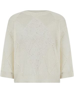 Peserico Jumper Made Of A Linen And Cotton Blend With Sequins - White