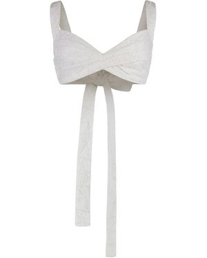Zimmermann Crush Embroidered Linen Top - White