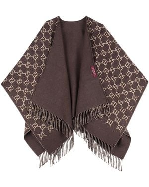 Gucci Gg Wool Jacquard Cape - Brown