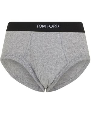 Tom Ford Cotton Slip With Logo - Gray